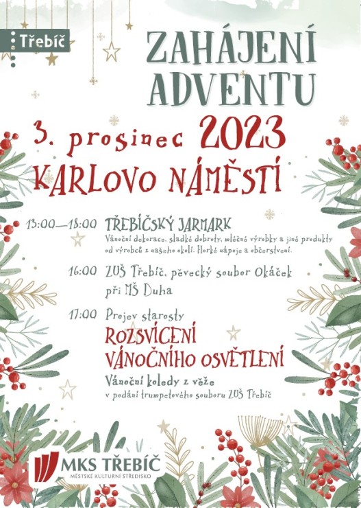 Zahájení adventu a rozsvícení vánočního osvětlení