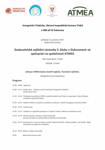 Společnost ATMEA přiveze do Třebíče model reaktoru